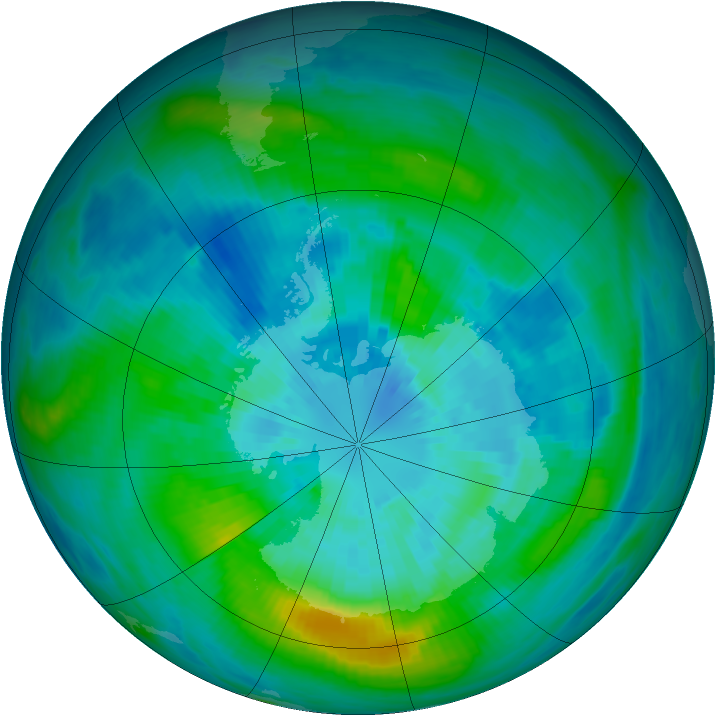 Antarctic ozone map for 24 March 1982